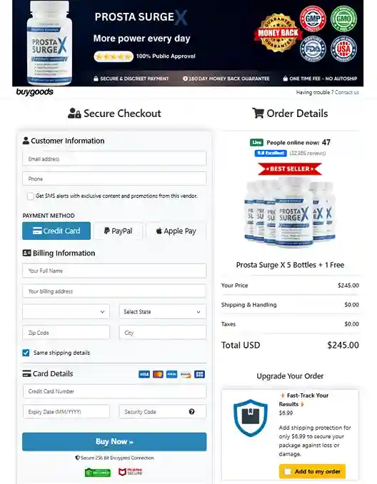 Prosta Surge X Order Page